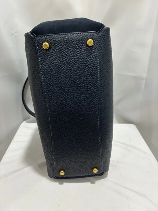 Dark navy blue Pebbled Leather Shoulder Bag EUC no callouts on this bag, - Picture 3 of 13